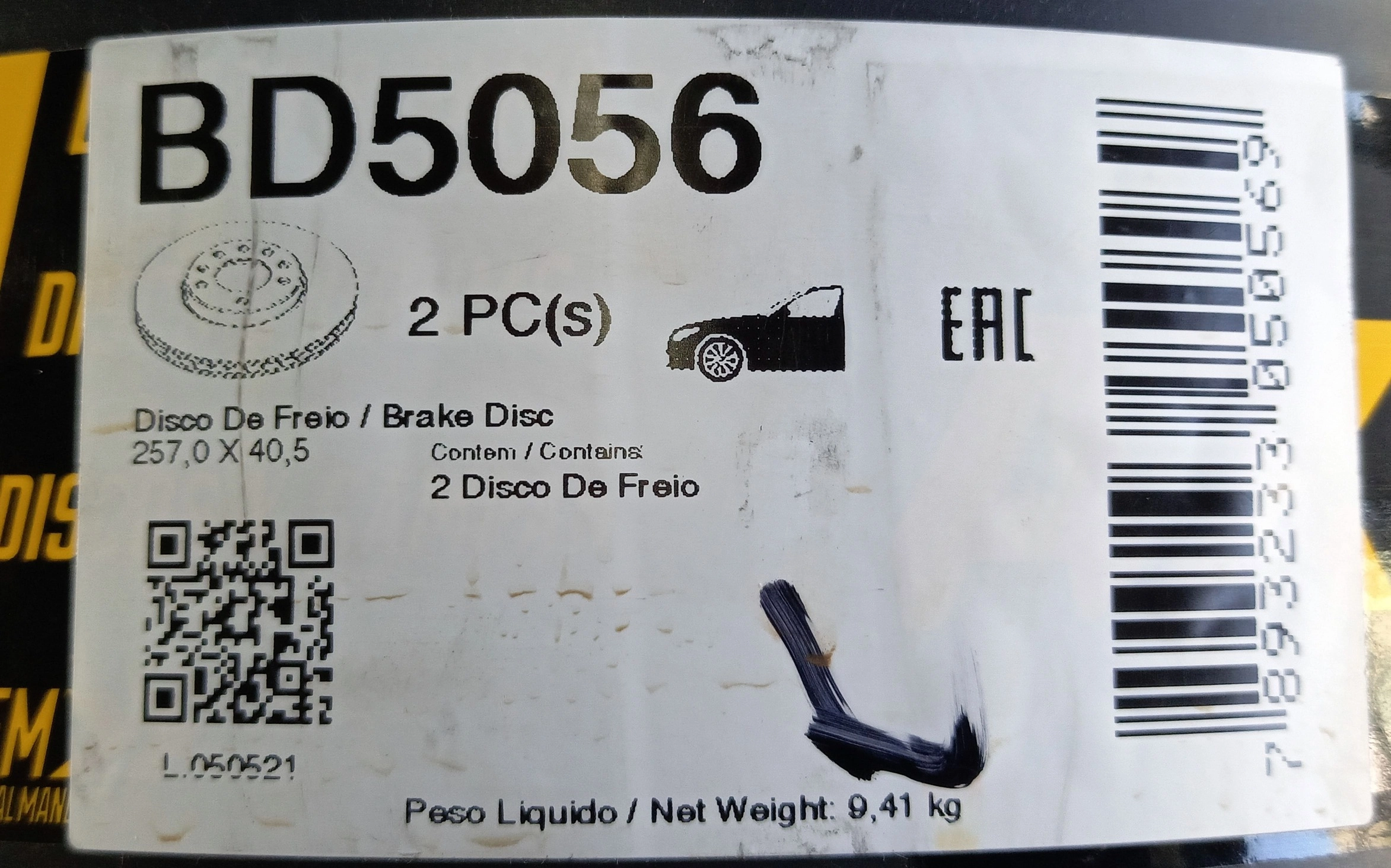 DISCO FREIO DIANTEIRO VENTILADO 257MM 4 FUROS FIAT STRADA/PALIO 98/21 DOBLO 01/21 SIENA 97/16 NOVA 20/ V257MM