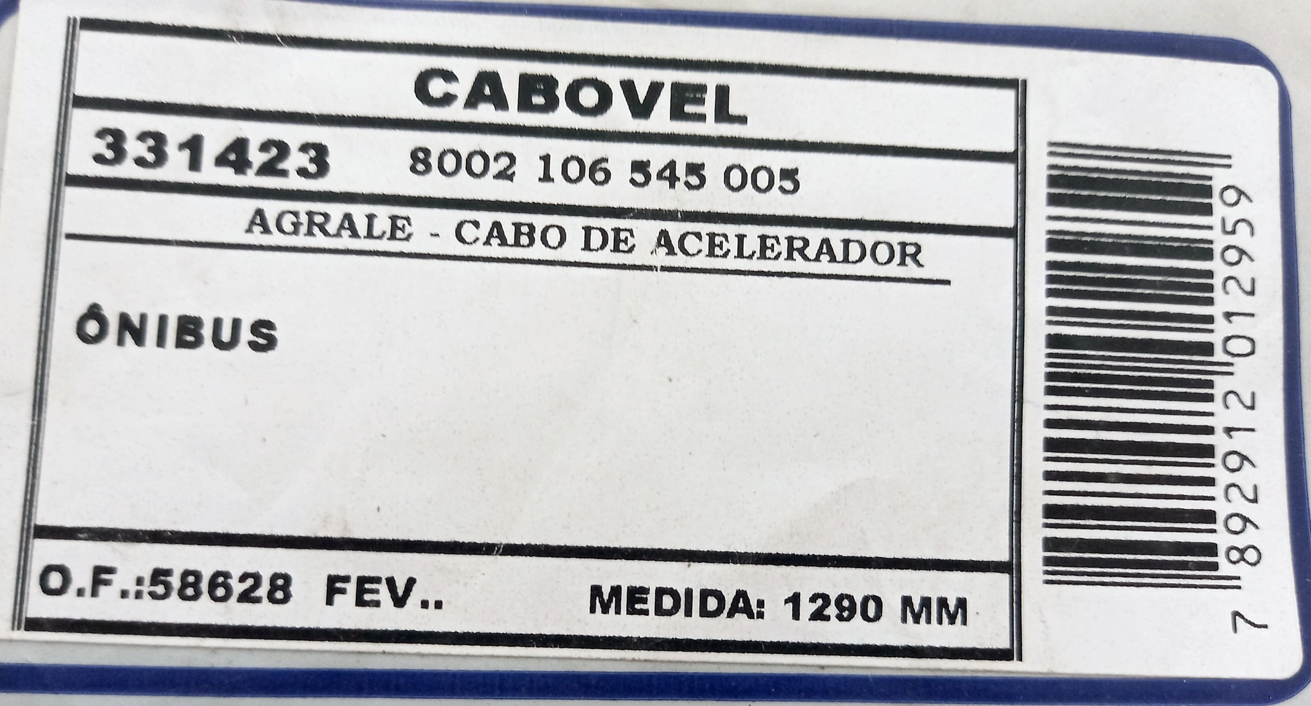 CABO ACELERADOR 1290MM AGRALE ONIBUS 1.290