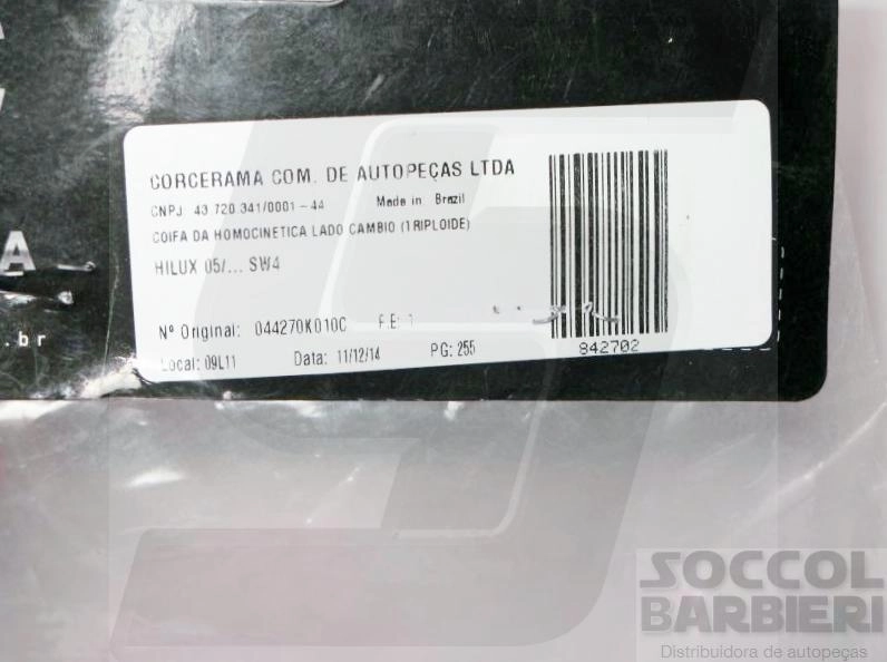 KIT REPARO HOMOCINÉTICA TRIPOIDE LADO CÂMBIO TOYOTA HILUX SW4 05/ - 29X94MM