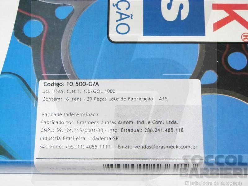 JOGO JUNTAS MOTOR FORD ESCORT/DEL REY/CORCEL II 1.0/1.3 8V CHT 1983/ VW GOL 1000 1.0/1.3 1983/