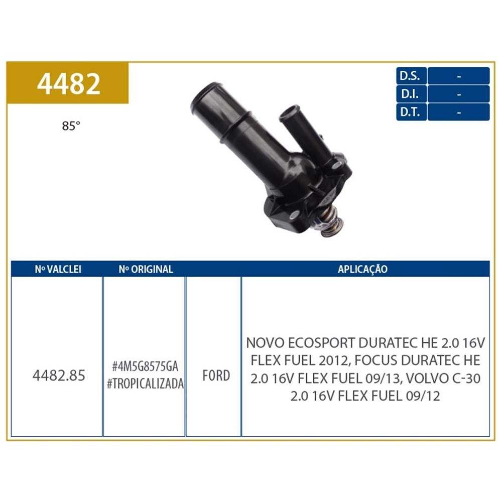 VÁLVULA TERMOSTATICA COM FLANGE FORD ECOSPORT 2.0 2012/ - FOCUS 2.0 2009/2013 MOTOR DURATEC - VOLVO