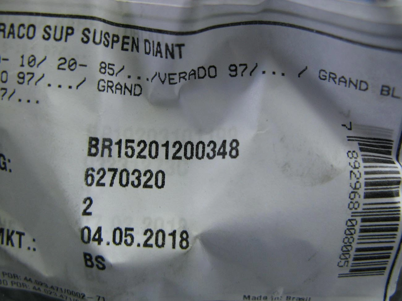 BUCHA BANDEJA SUPERIOR SUSPENSÃO DIANTEIRA GM A/C/D-10/20 82/ SILVERADO 97/