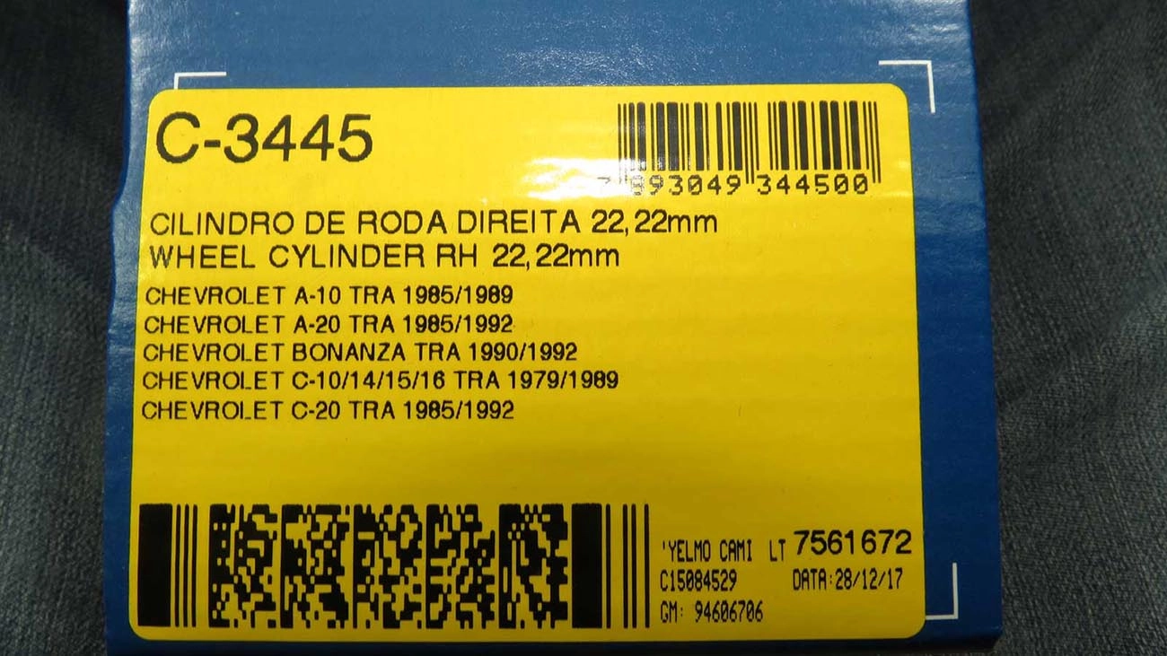 CILINDRO RODA FREIO TRASEIRO LADO DIREITO TRASEIRA DIREITA GM A/C-10/14/15/20 79/92 7/8 22,22MM