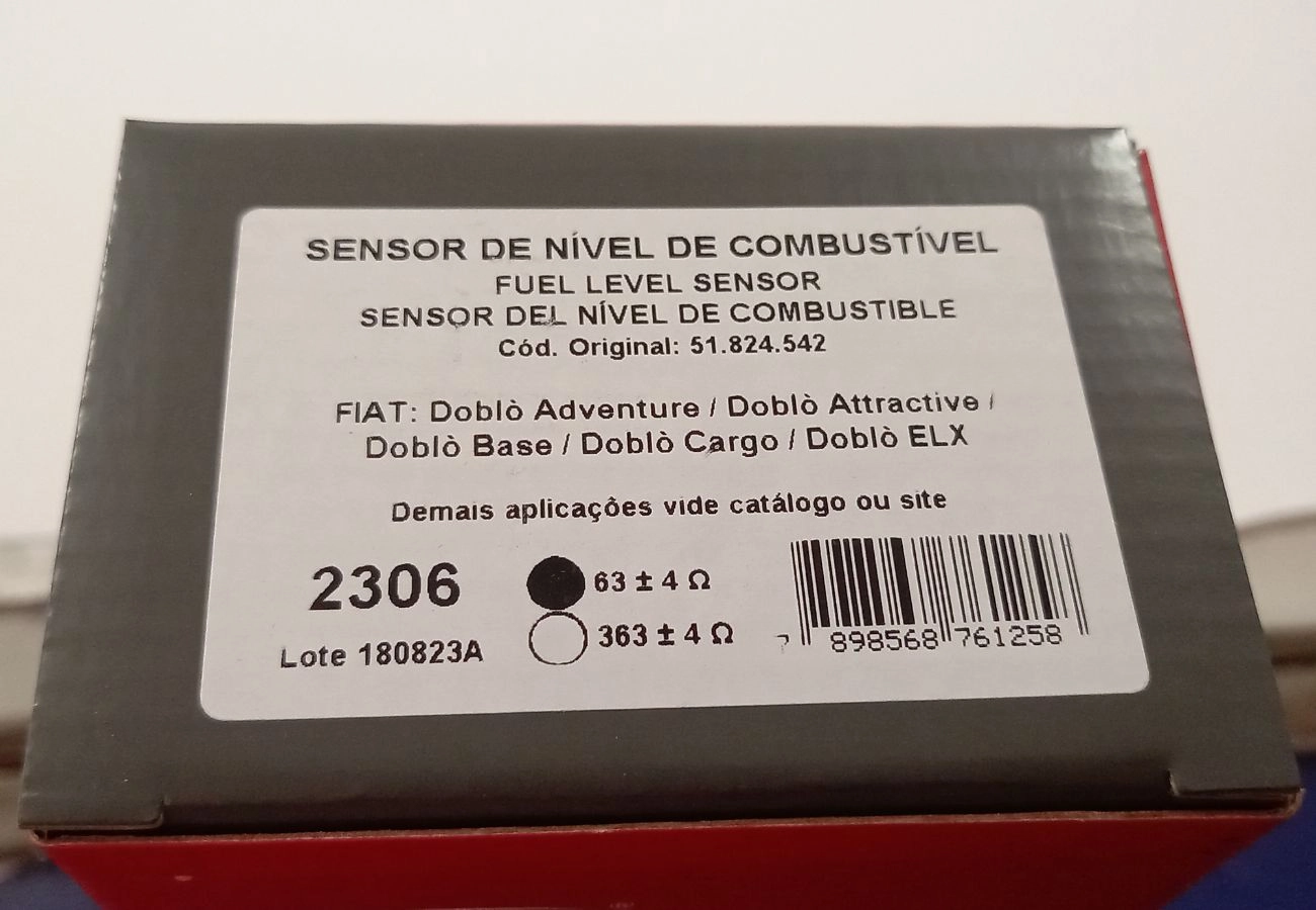 SENSOR/BOIA DE NÍVEL COMBUSTÍVEL FIAT DOBLO 1.4 8V 2010/ - DOBLO 1.8 8V 2006/2011