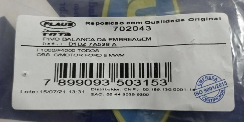 PIVO/PINO BALANÇA/HASTE DE REGULAGEM EMBREAGEM F-F1000/4000 TODOS COM MOTOR FORD OU MWM