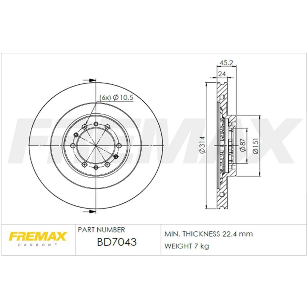 DISCO FREIO DIANTEIRO VENTILADO 314MM MITSUBISHI L-200 GL/GLS/HPE/OUTDOOR 04/ PAJERO SPORT 06/