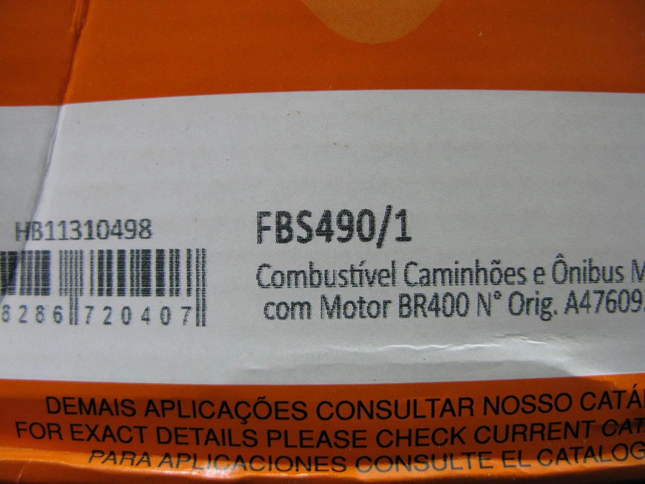 FILTRO COMBUSTIVEL SEPARADOR DE AGUA - MB TODOS C/MOTOR BR400 - SEDIMENTADOR