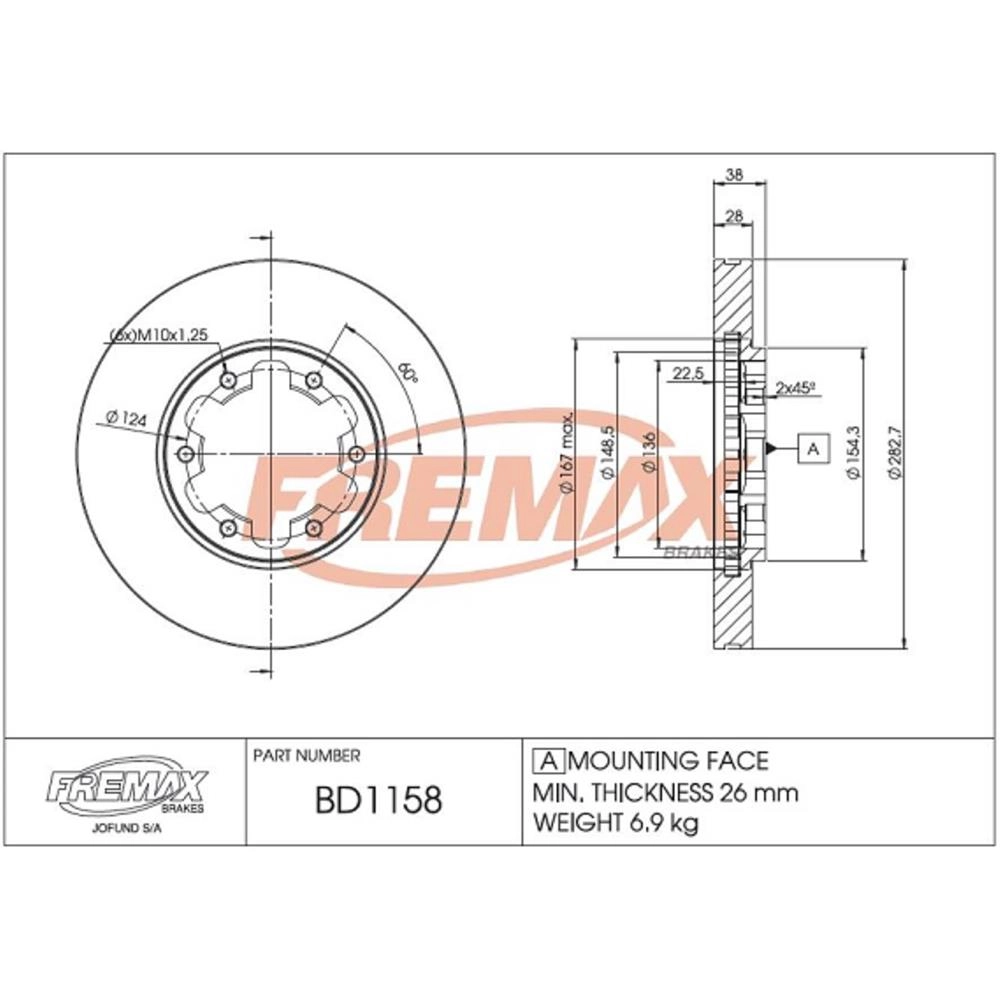DISCO FREIO DIANTEIRO VENTILADO 282,70MM NISSAN FRONTIER 02/08 PATHFINDER 97/02 X-TERRA 03/05