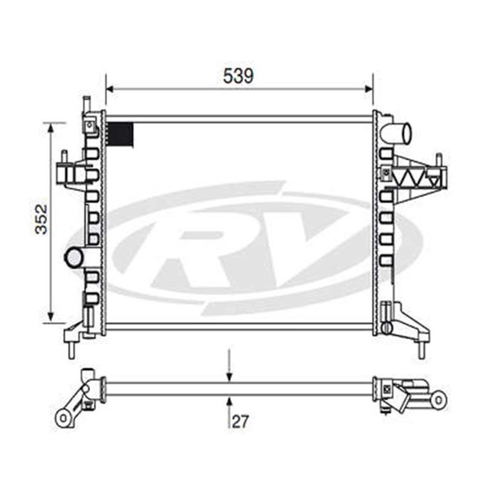 RADIADOR MOTOR BRASADO GM NOVO CORSA 1.4/1.8 8V 03/08 - MONTANA 1.8 8V 03/10 - COM ACD  539X352X27MM