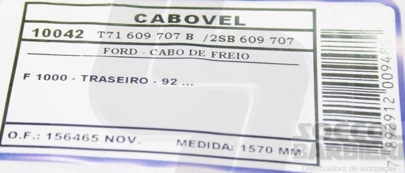 CABO FREIO TRASEIRO FORD F-1000 - 92/ - 1570MM