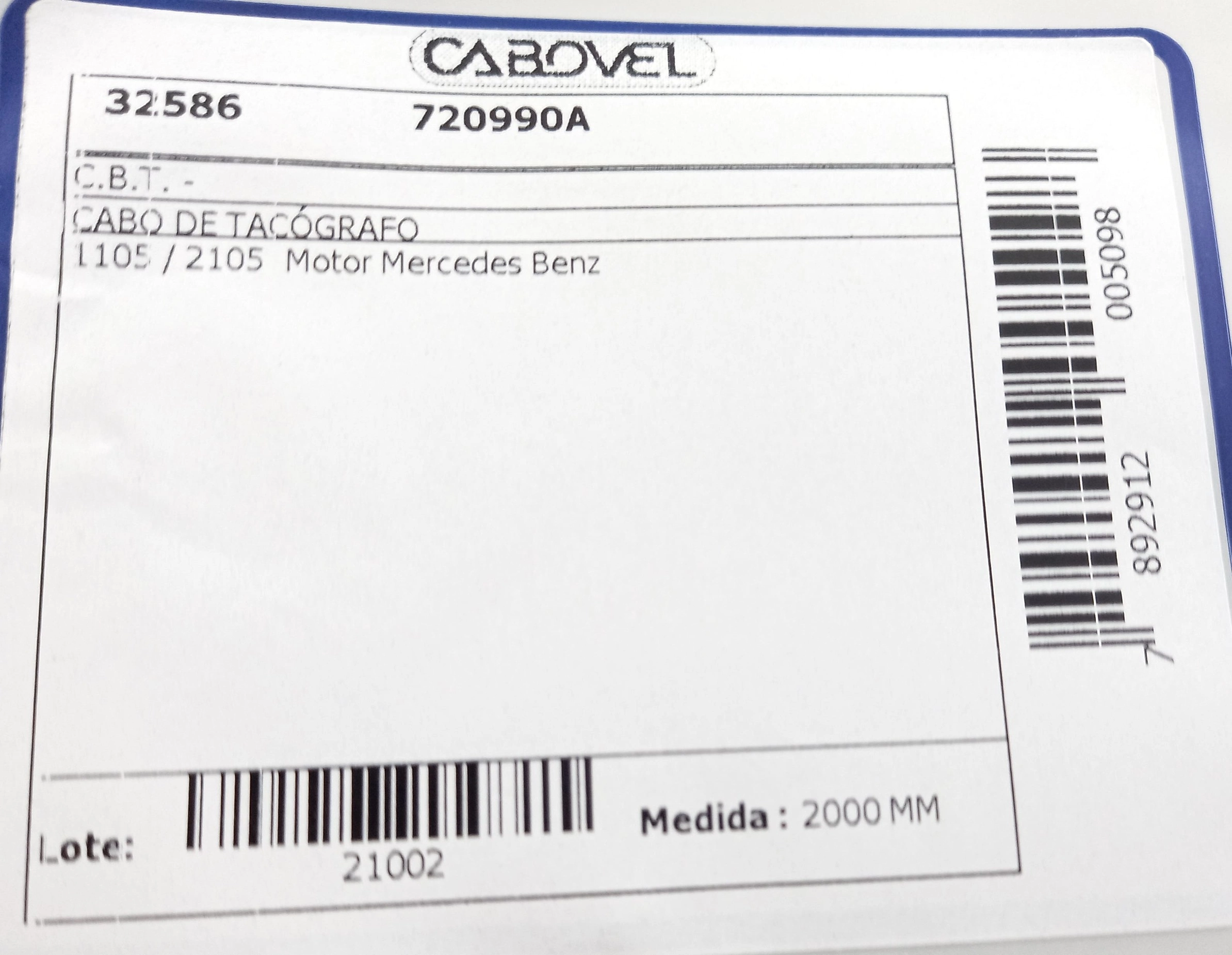 CABO TACÔMETRO 2000MM TACOMETRO CBT 1105/2105 MOTOR MERCEDES BENZ 2000