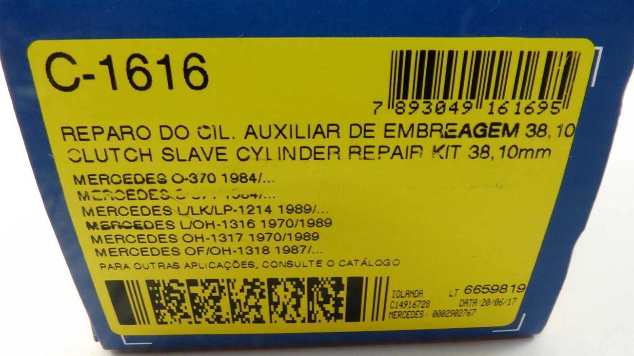 REPARO CILINDRO AUXILIAR EMBREAGEM MB 370/371/1214/1316/1317/1318/1419/1420/1614 - 1.1/2 - 38,10MM