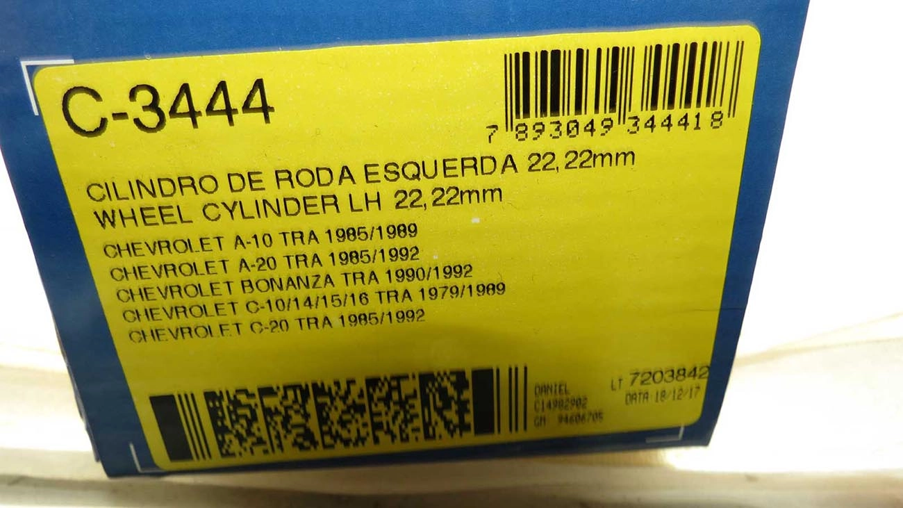 CILINDRO RODA FREIO TRASEIRO LADO ESQUERDO TRASEIRA ESQUERDA GM A/C-10/14/15/20 79/92 7/8 22,22MM