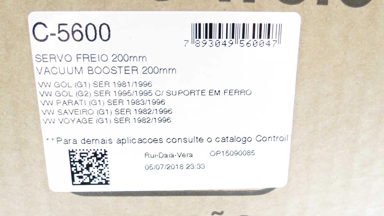 SERVO FREIO 200MM VW GOL/VOYAGE/PARATI/SAVEIRO TODOS GERACAO I