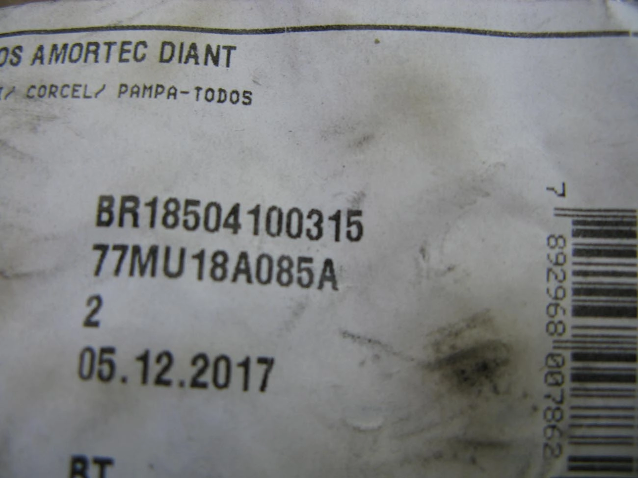BATENTE AMORTECEDOR DIANTEIRO FORD CORCEL/BELINA/DEL REY/PAMPA