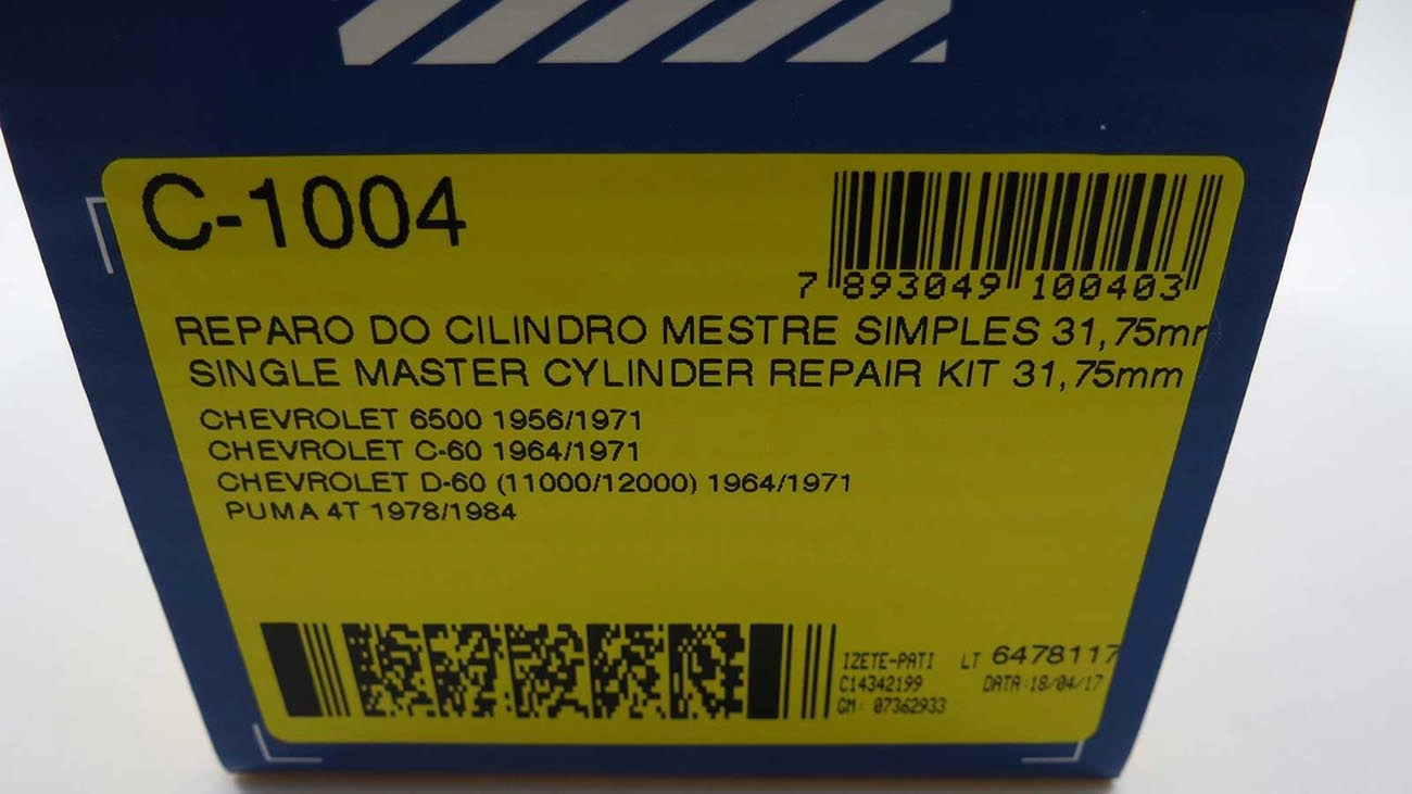 REPARO CILINDRO MESTRE SIMPLES 31.75MM GM 6500 56/71 A/C/D-60 64/71 1-1/4