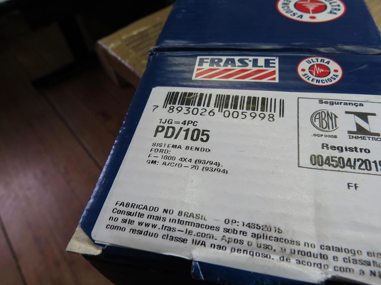 PASTILHA FREIO RODA DIANTEIRA GM A-20/C-20/D-20 1985/1997 FORD F-1000 1979/1992