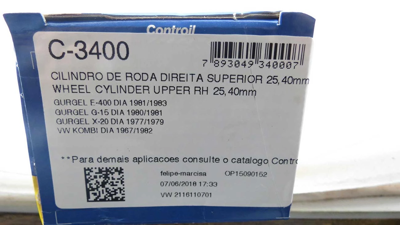 CILINDRO RODA DIANTEIRA SUPERIOR DIREITO VW KOMBI 67/82 - 1PVW KOMBI 67/82 - 1P