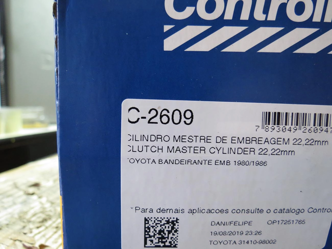 CILINDRO MESTRE EMBREAGEM 22.22MM MOTOR OM 314 TOYOTA BANDEIRANTE 80/86 OM314 7/8 3 FUROS FIXAÇÃO