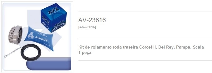 KIT ROLAMENTO RODA TRASEIRA FORD CORCEL/BELINA II/DEL REY/PAMPA 4X2 TRASEIRO