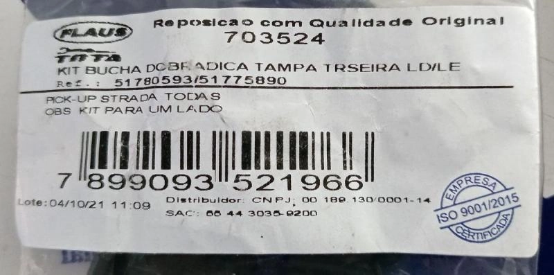 KIT BUCHAS DOBRADICA TAMPA TRASEIRA - FIAT STRADA TODAS