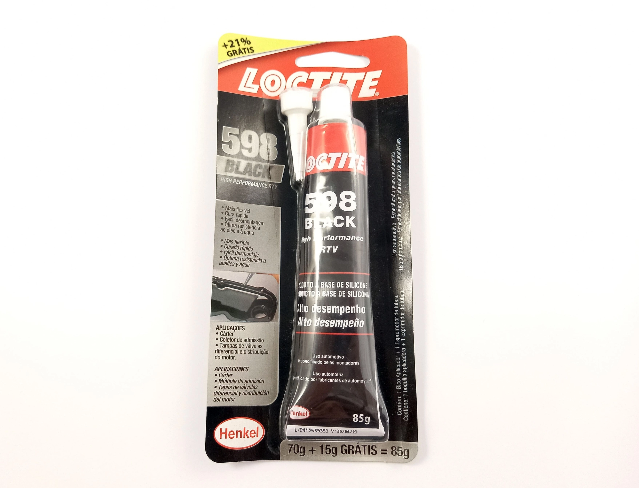 ADESIVO LOCTITE 598 VEDANTE DE SILICONE ALTA TEMPERATURA PRETO BLACK - 85G CAIXA COM 12