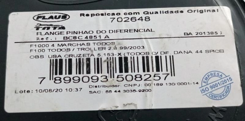 FLANGE PINHÃO DIFERENCIAL 26 ESTRIAS FORD F-100/1000 4 MARCHAS DANA 44 - PARA CRUZETA 5-153XS