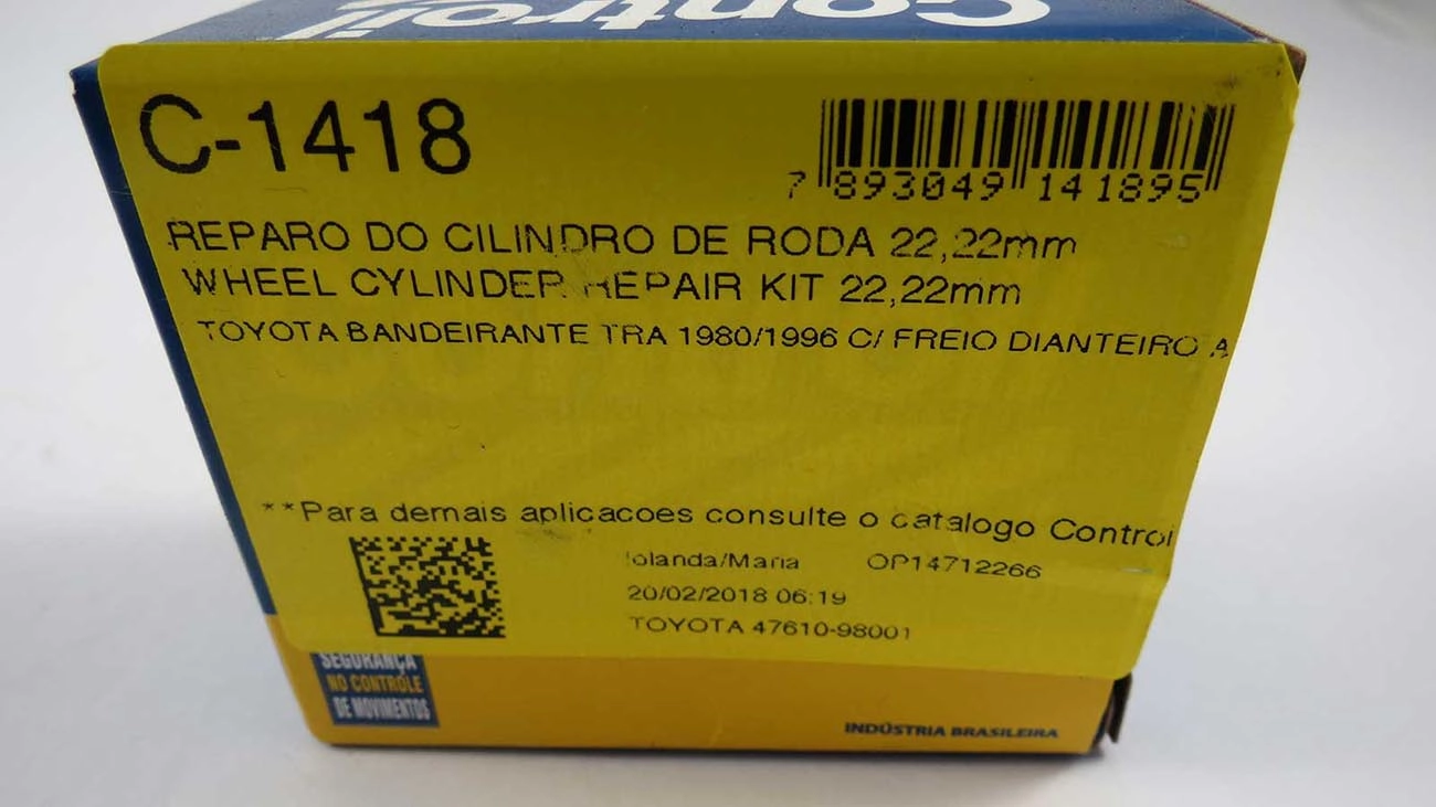 REPARO CILINDRO RODA 22.22MM TOYOTA BANDEIRANTE 80/96 7/8 TRASEIRO