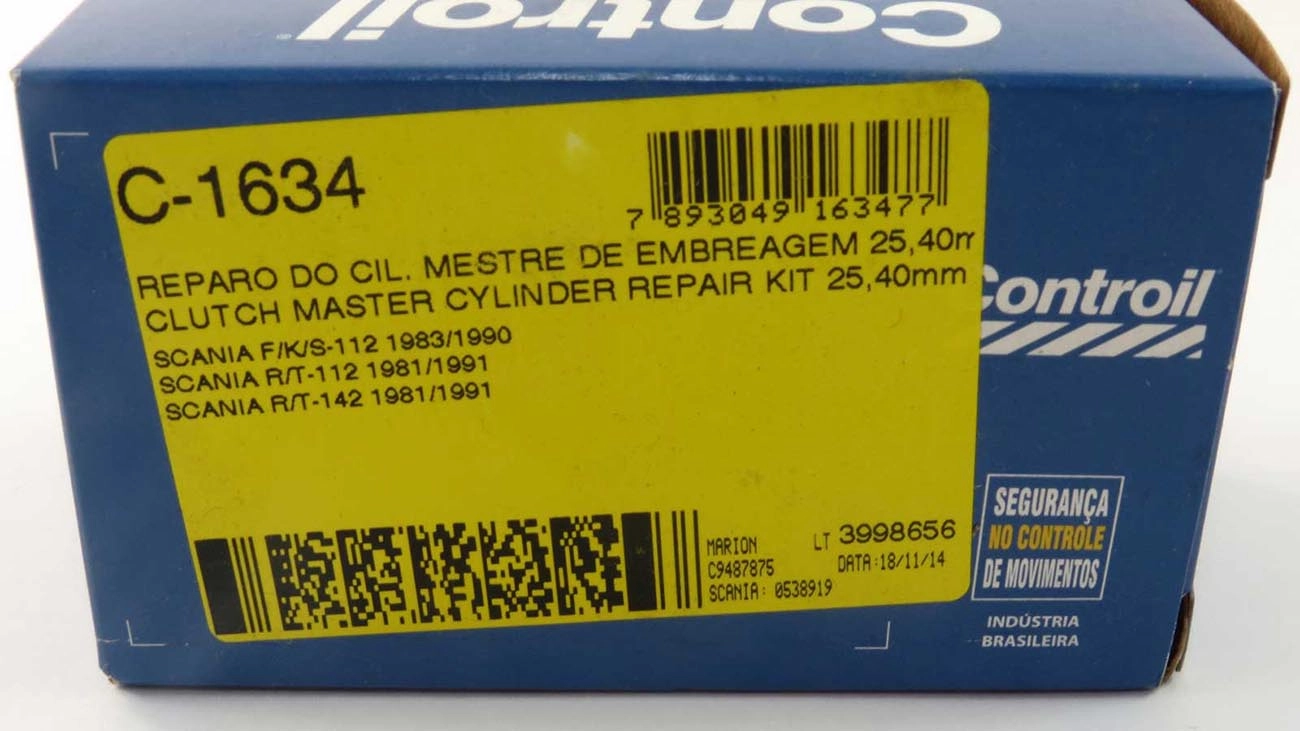 REPARO CILINDRO MESTRE EMBREAGEM SCANIA 112 81/91 - 113 90/97 - 142 81/91 - 143 91/95 - 1 - 25,40MM