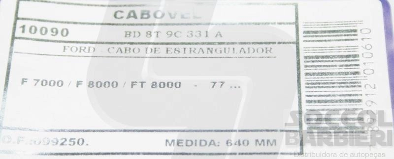CABO DO ESTRANGULADOR FORD F-7000/F-8000/FT-8000 - 1977/ - 640MM