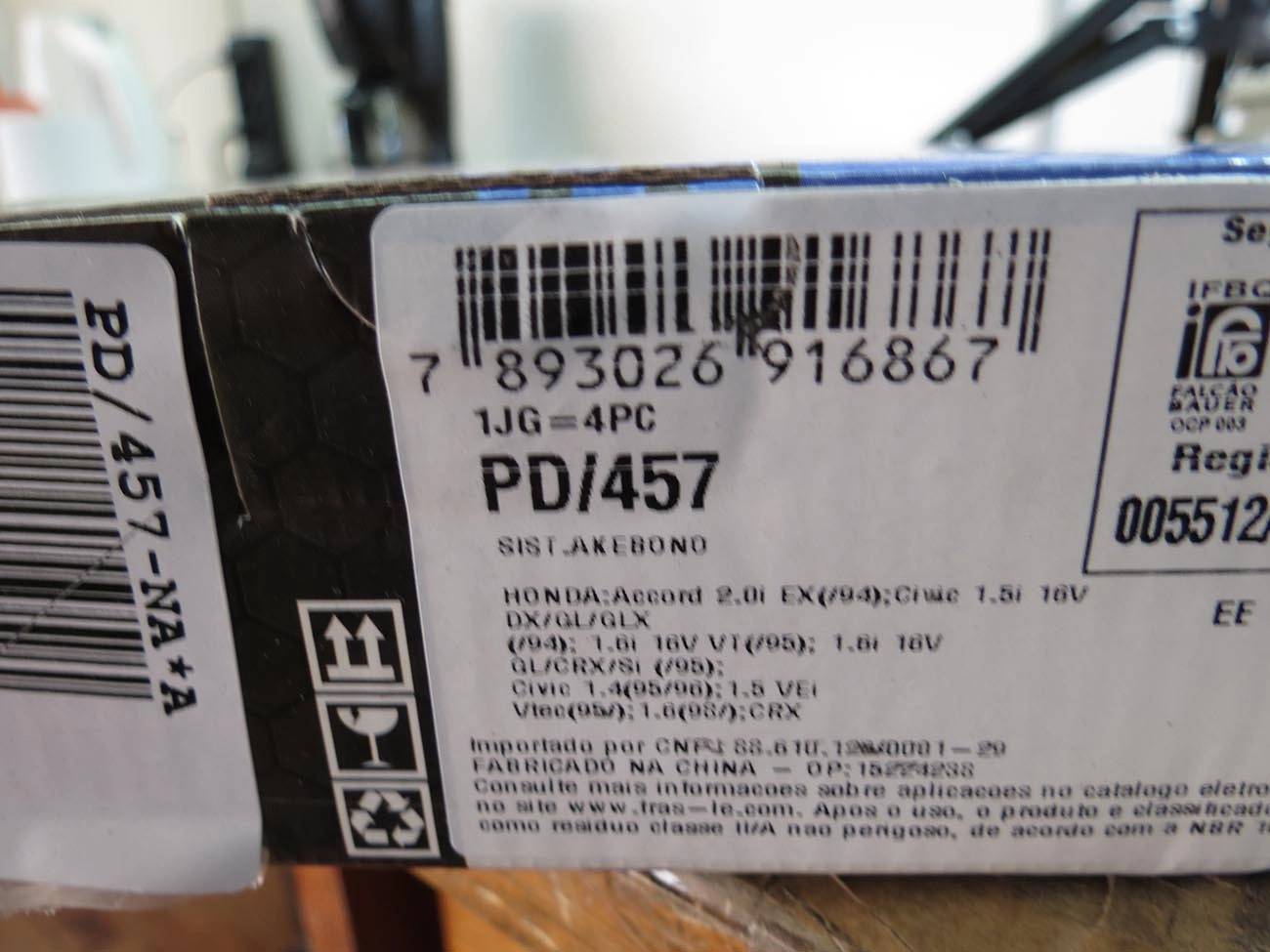 PASTILHA DE FREIO TRASEIRA HONDA CITY 1.5 16V 2009/2015 - FIT 1.5 16V 2013/2015