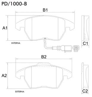 PASTILHA FREIO RODA DIANTEIRA COM ALARME VW JETTA 06/18 PASSAT 05/20 TIGUAN 09/18 AUDI A1 10/18 A3 05/16 TT