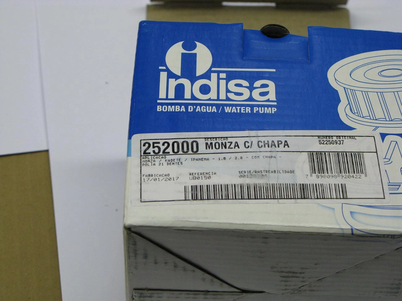 BOMBA AGUA GM MONZA 87/88 - C/CHAPA