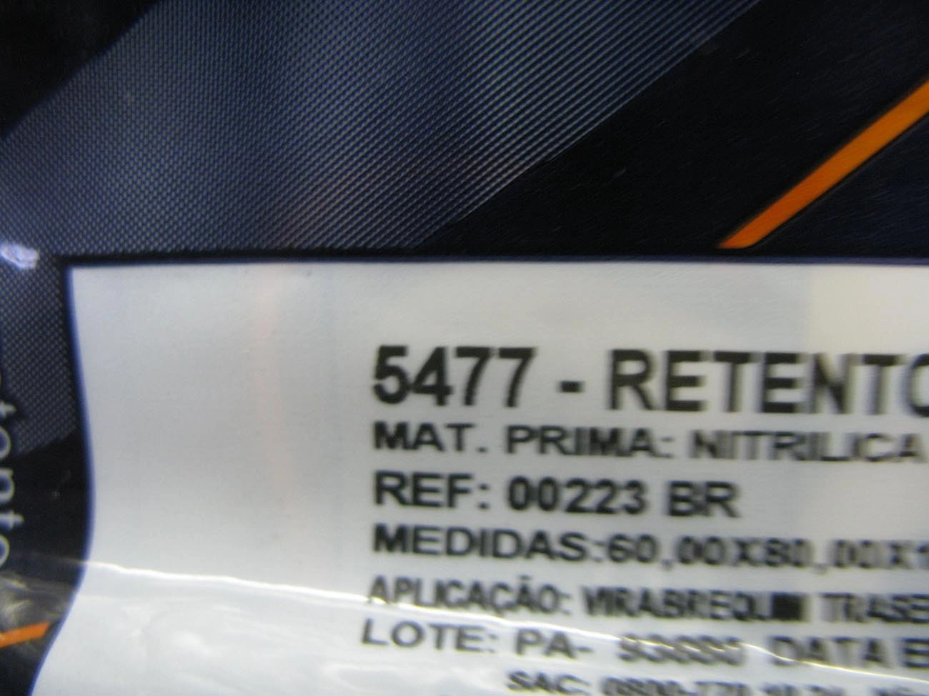 RETENTOR MOTOR/VIRABREQUIM TRASEIRO/LINHA AGRÍCOLA 60,00X80,00X10,00MM VW FUSCA/KOMBI 1200 INDUSTRIAL/AGRÍCOLA 60X80X10MM