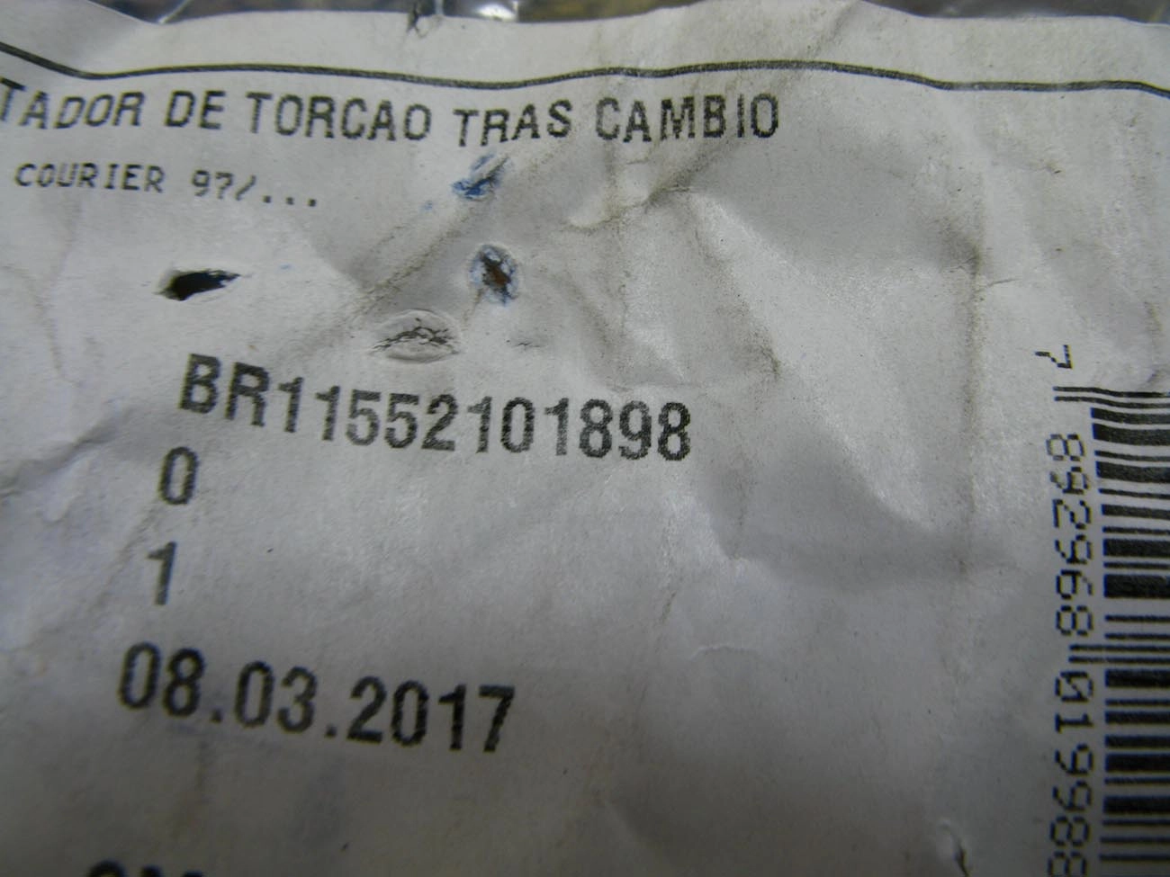 COXIM LIMITADOR TORÇÃO MOTOR LADO CÂMBIO FORD FIESTA 96/03 EXCETO NOVO FIESTA - COURIER 96/13