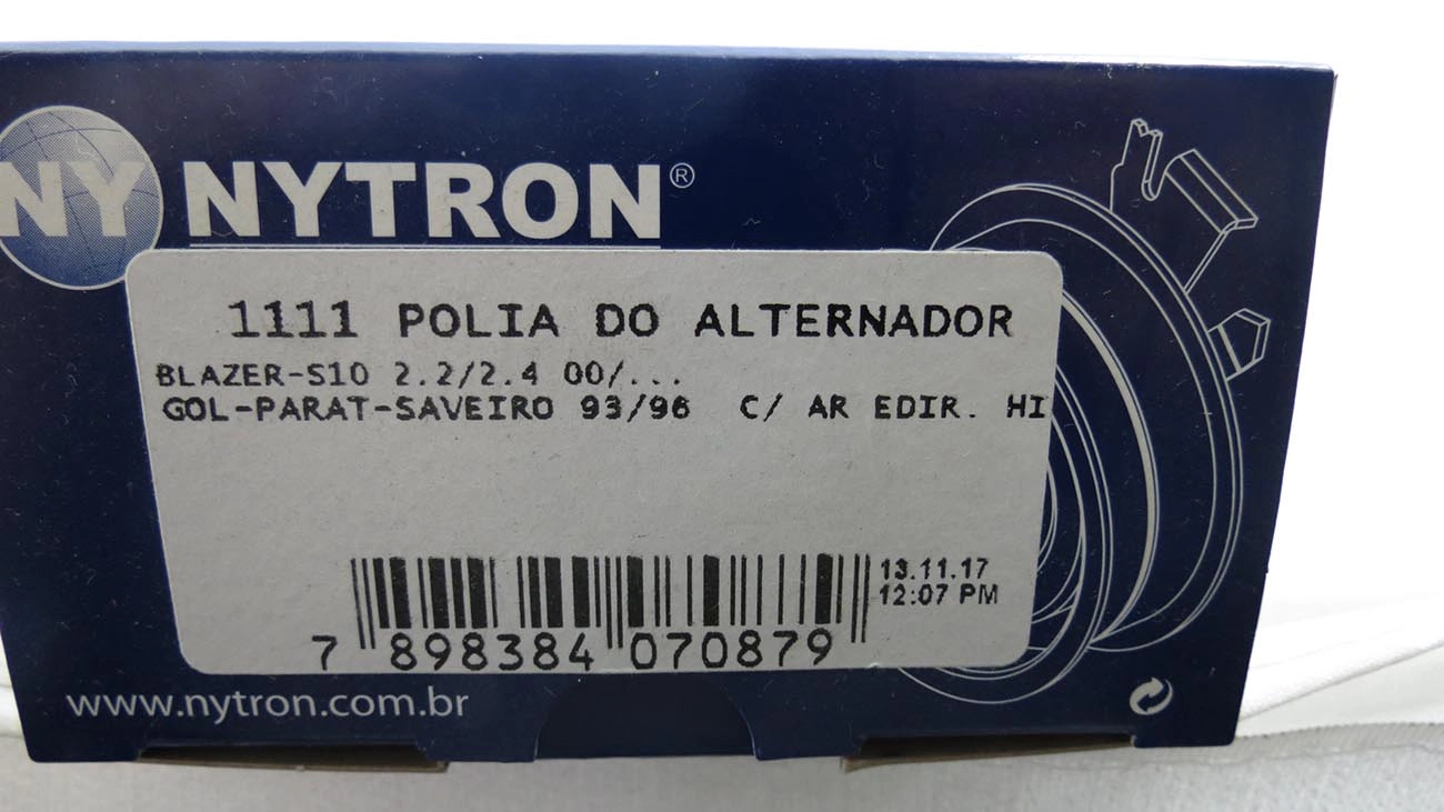 POLIA TENSOR CORREIA ALTERNADOR/TENSIONADOR AUXILIAR ACESSÓRIOS MOTOR VW GOL/PARATI/SAVEIRO 93/96 C/ACD/DH BLAZER/S-10 2.0/2.2 00/ -17X76,2X31M