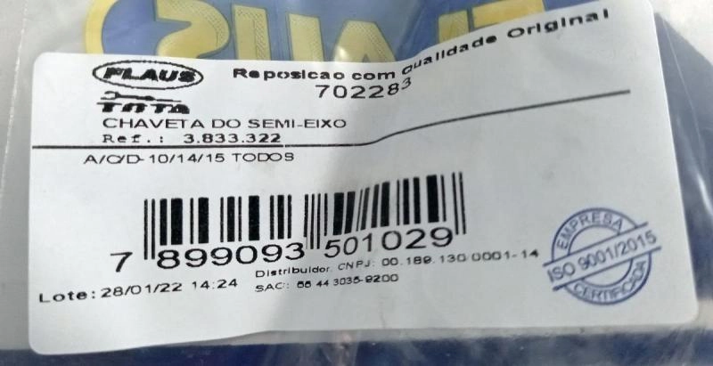 CHAVETA DO SEMI-EIXO GM A/C/D-10/14/15 - TODOS - BRASEIXOS