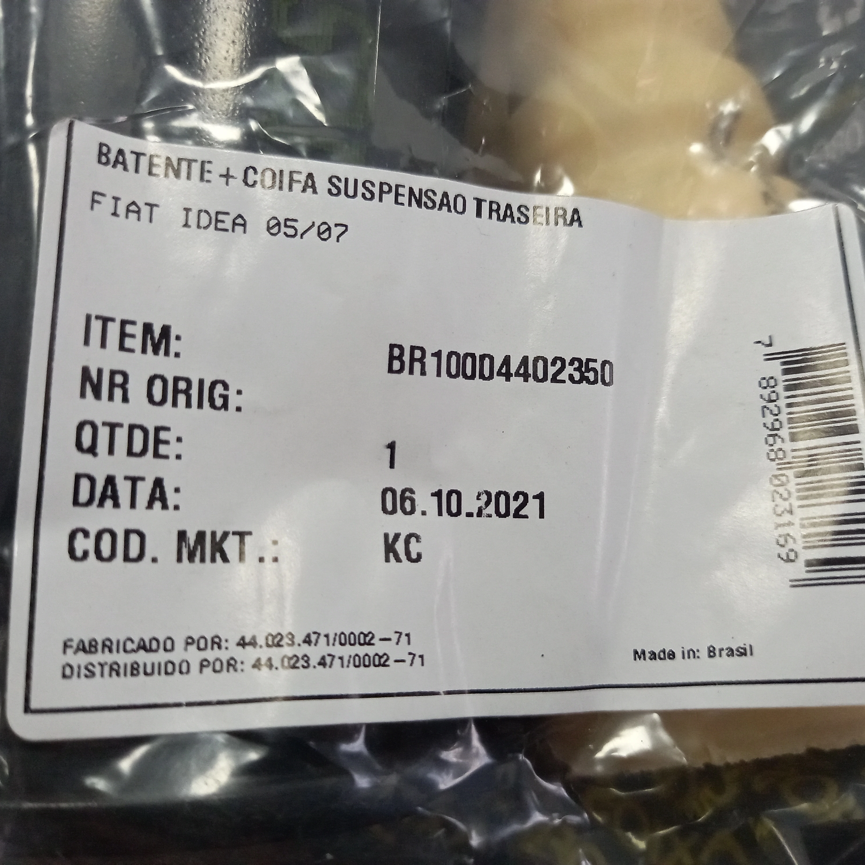 KIT AMORTECEDOR TRASEIRO FIAT IDEA07/15 ADVENTURE - ELH/HLX 06/15 - BATENTE E COIFA