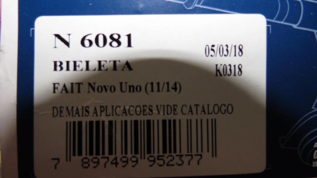 BIELETA DIANTEIRA LD/LE FIAT NOVO UNO 11/20 - NOVO PALIO 12/17 - GRAND SIENA 12/21 - MOBI 16/21