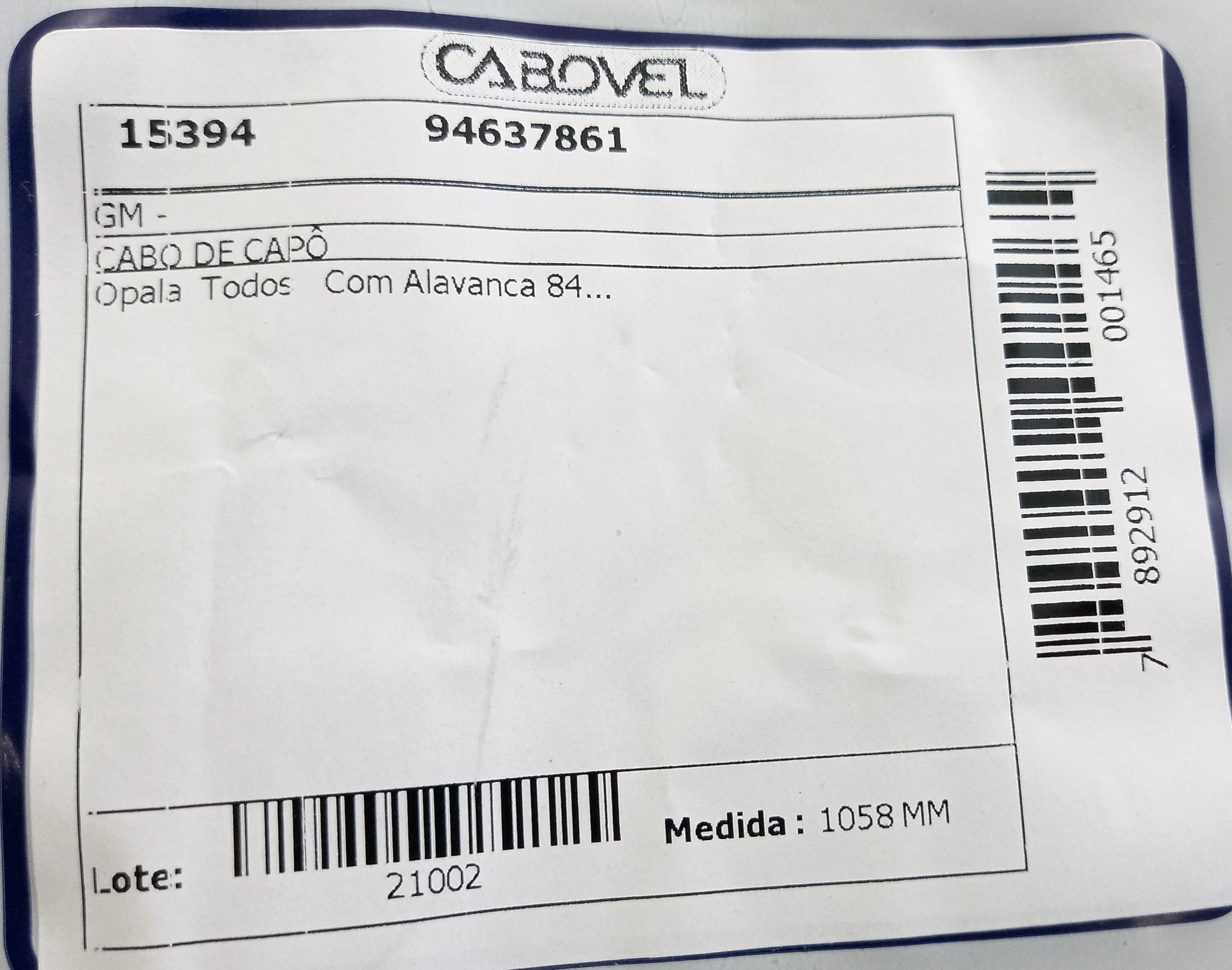 CABO CAPO GM OPALA/CARAVAN - TODOS 84/ 1058