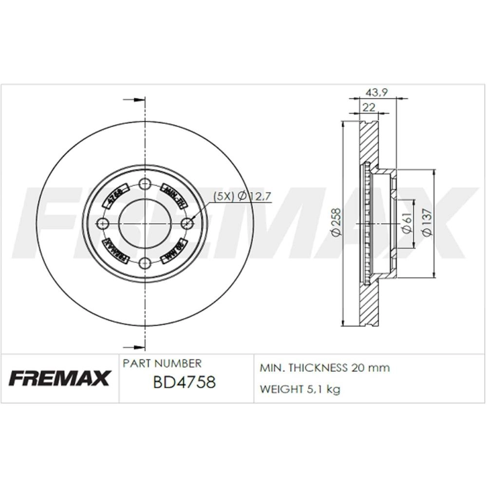 DISCO FREIO DIANTEIRO VENTILADO 258MM NISSAN VERSA 2020/ KICKS 2016/