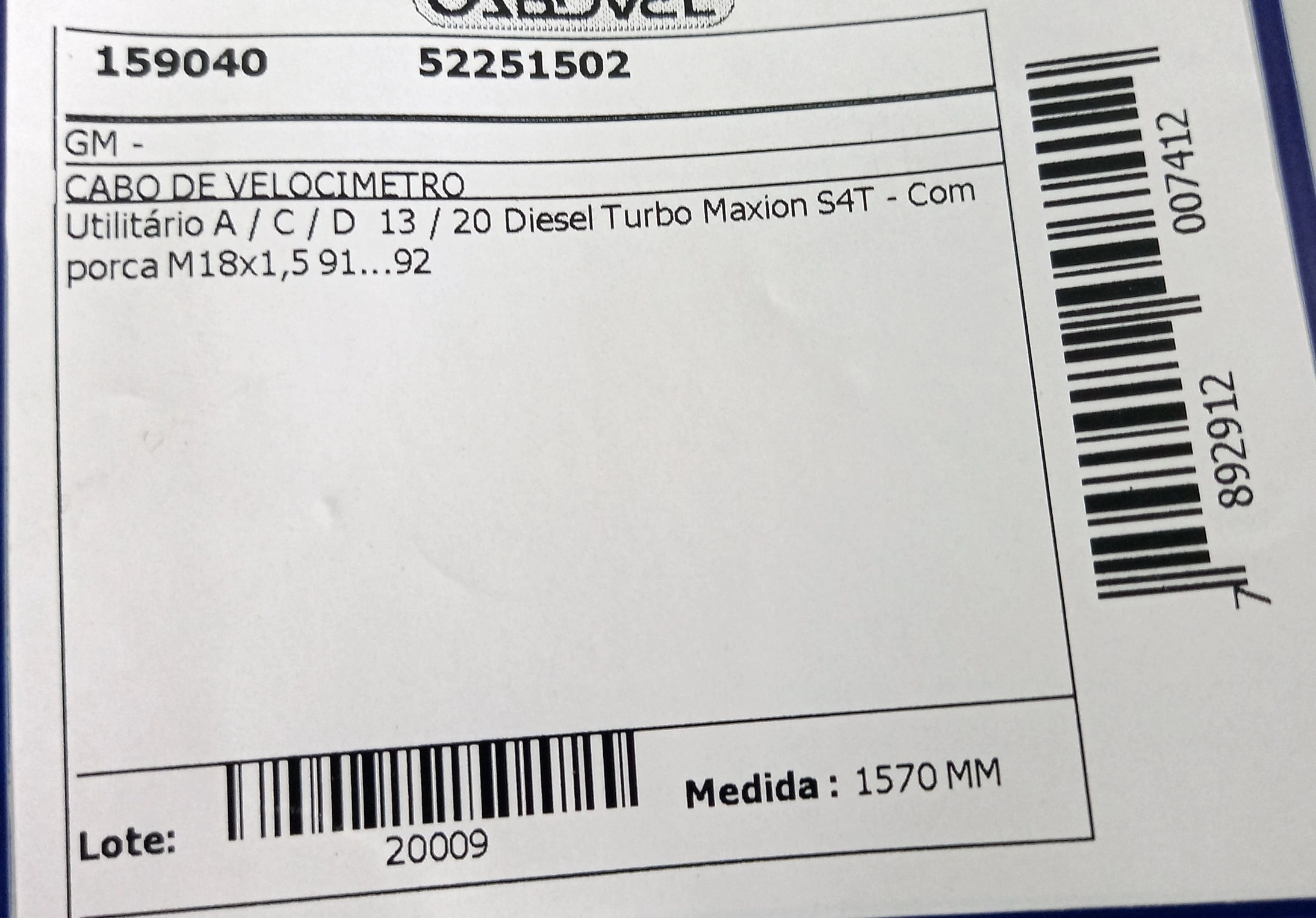 CABO VELOCÍMETRO - GM A/C/D-13/20 91/92 - MAXION S4T TURBO 1570MM