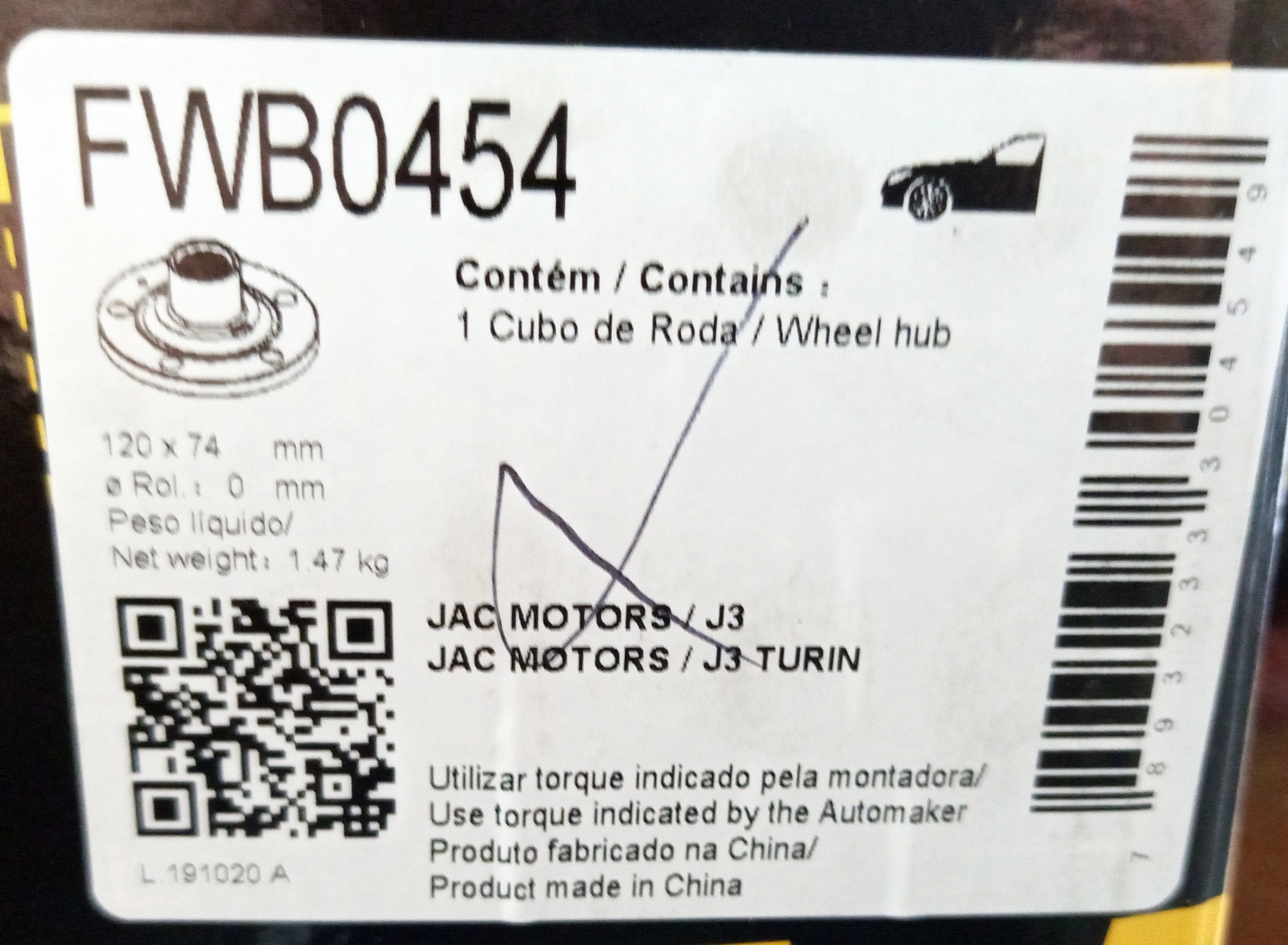 CUBO RODA JAC MOTORS JAC3 2011/2015 - DIANTEIRO