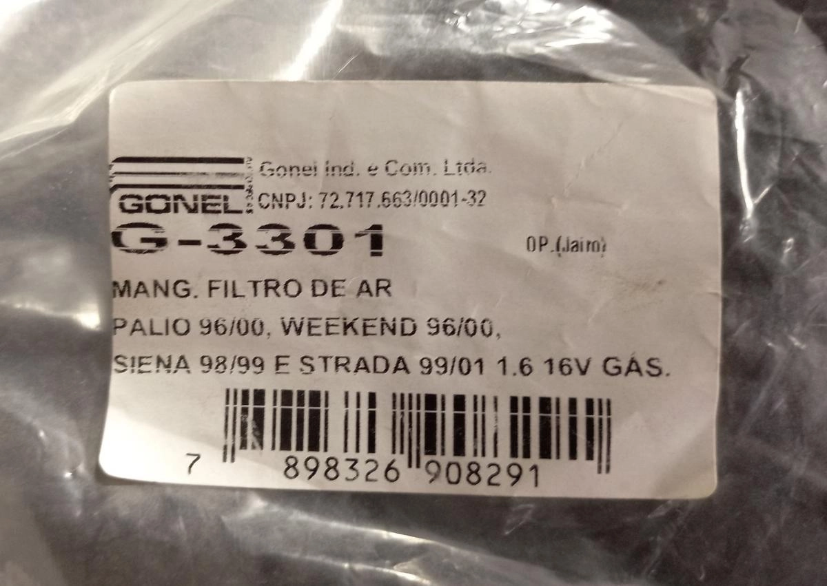 MANGUEIRA DO FILTRO DE AR FIAT PALIO 96/00 - MOTOR 1.6 16V