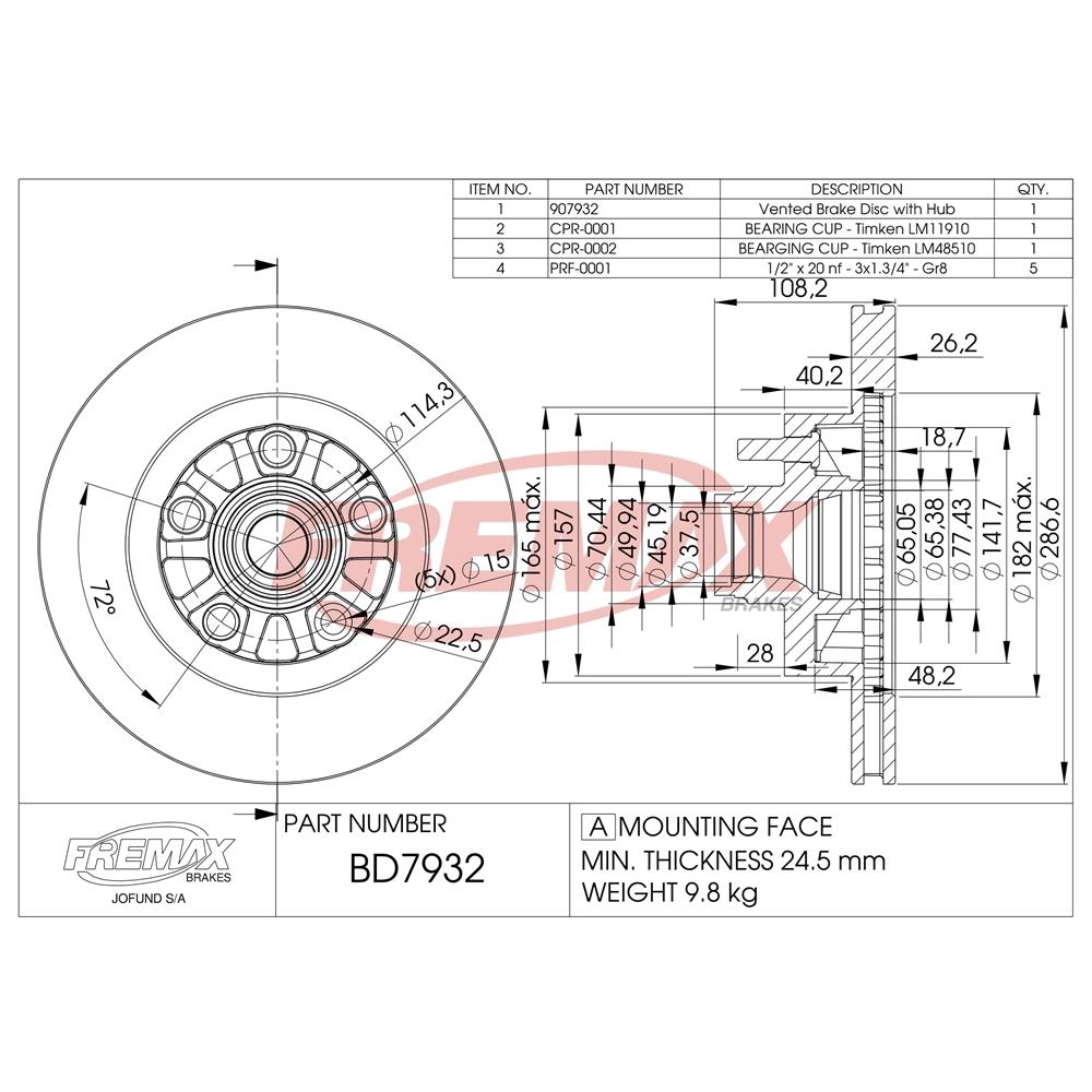 DISCO FREIO DIANTEIRO VENTILADO 286,5MM FORD EXPLORER 95/01 RANGER 94/02