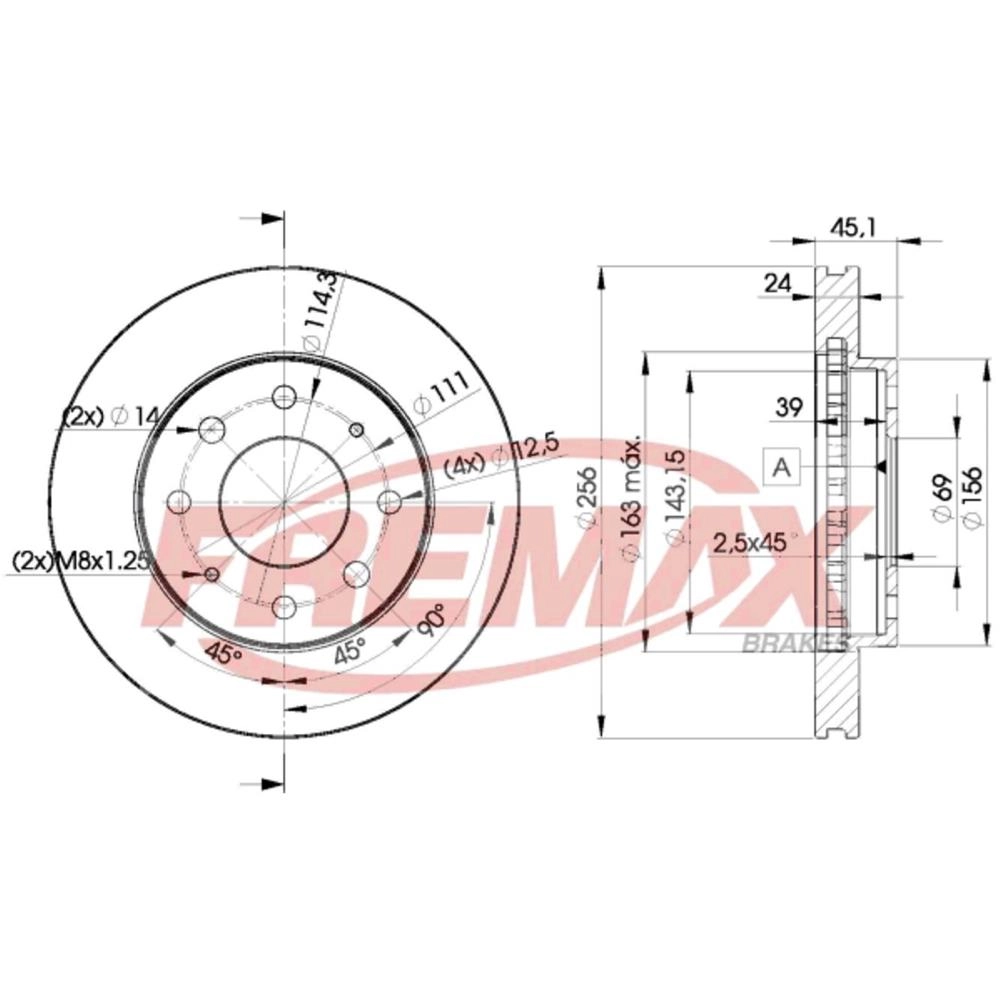 DISCO FREIO DIANTEIRO VENTILADO 256MM MITSUBISHI GALANT VR 2.4 94/95 VOLVO V40 1.8