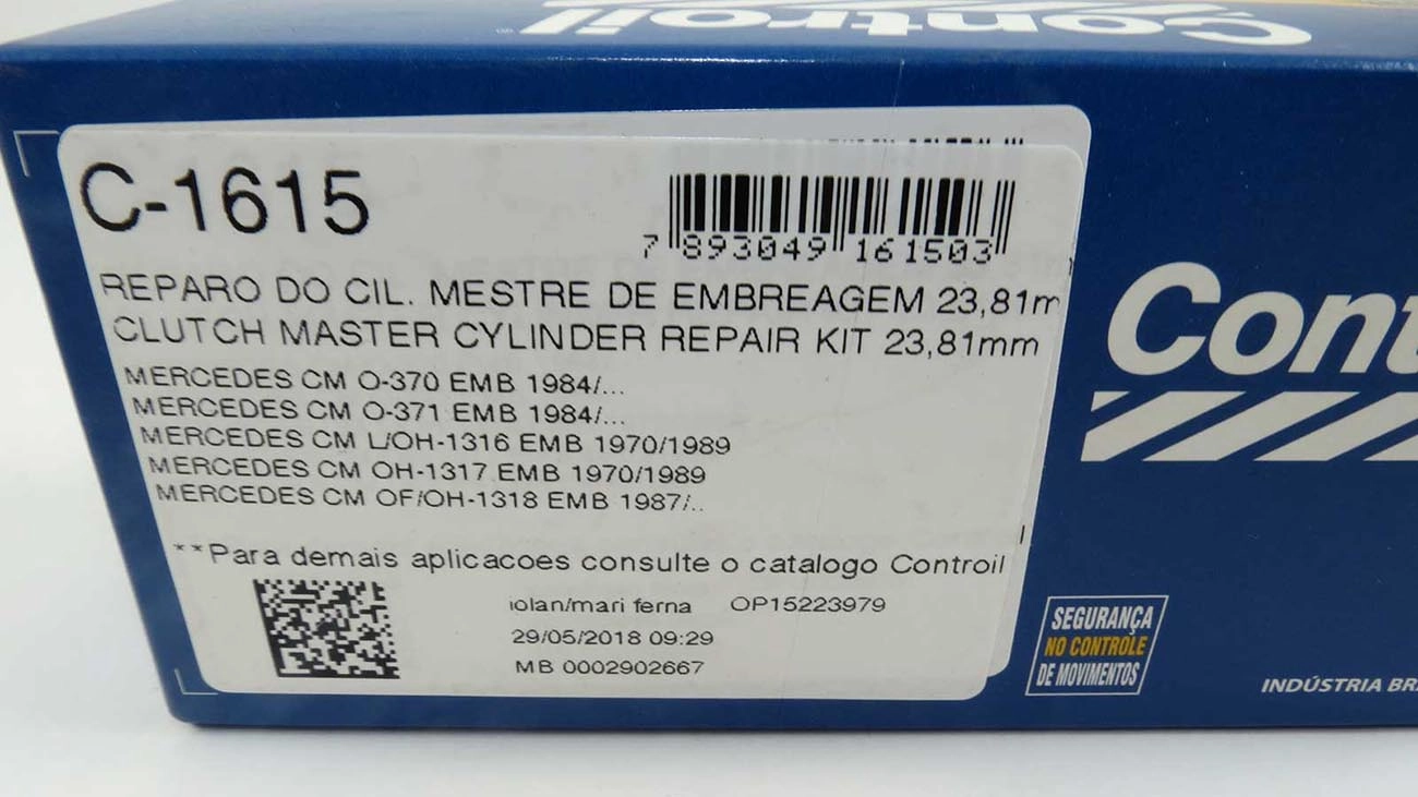 REPARO CILINDRO MESTRE EMBREAGEM MB 370/371/1316/1317/1318 - 15/16 - 23.81MM