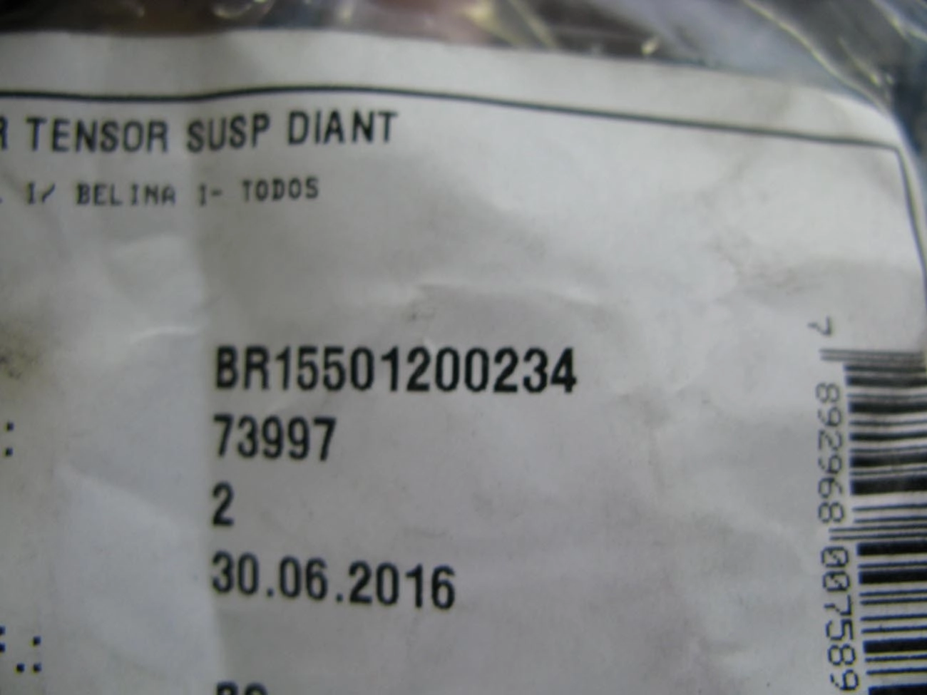 BUCHA BRAÇO TENSOR SUSPENSÃO DIANTEIRA TIRANTE FORD CORCEL I 1969/1977 BELINA 10970/1977- DIANTEIRO
