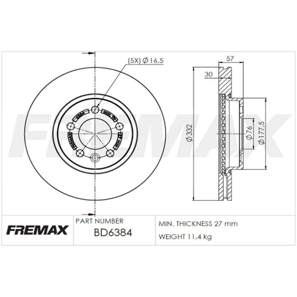 DISCO FREIO DIANTEIRO VENTILADO 332MM VW AMAROK 3.0 2018/