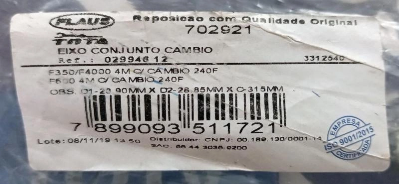PINO CAMBIO 240F FORD F-350/4000/600 - 4 MARCHAS